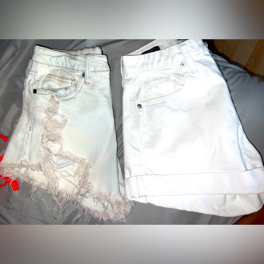 2 pr shorts $8 for both. Kendall & Kylie sz 1 25 waist 
white pr sz 0 24 waist